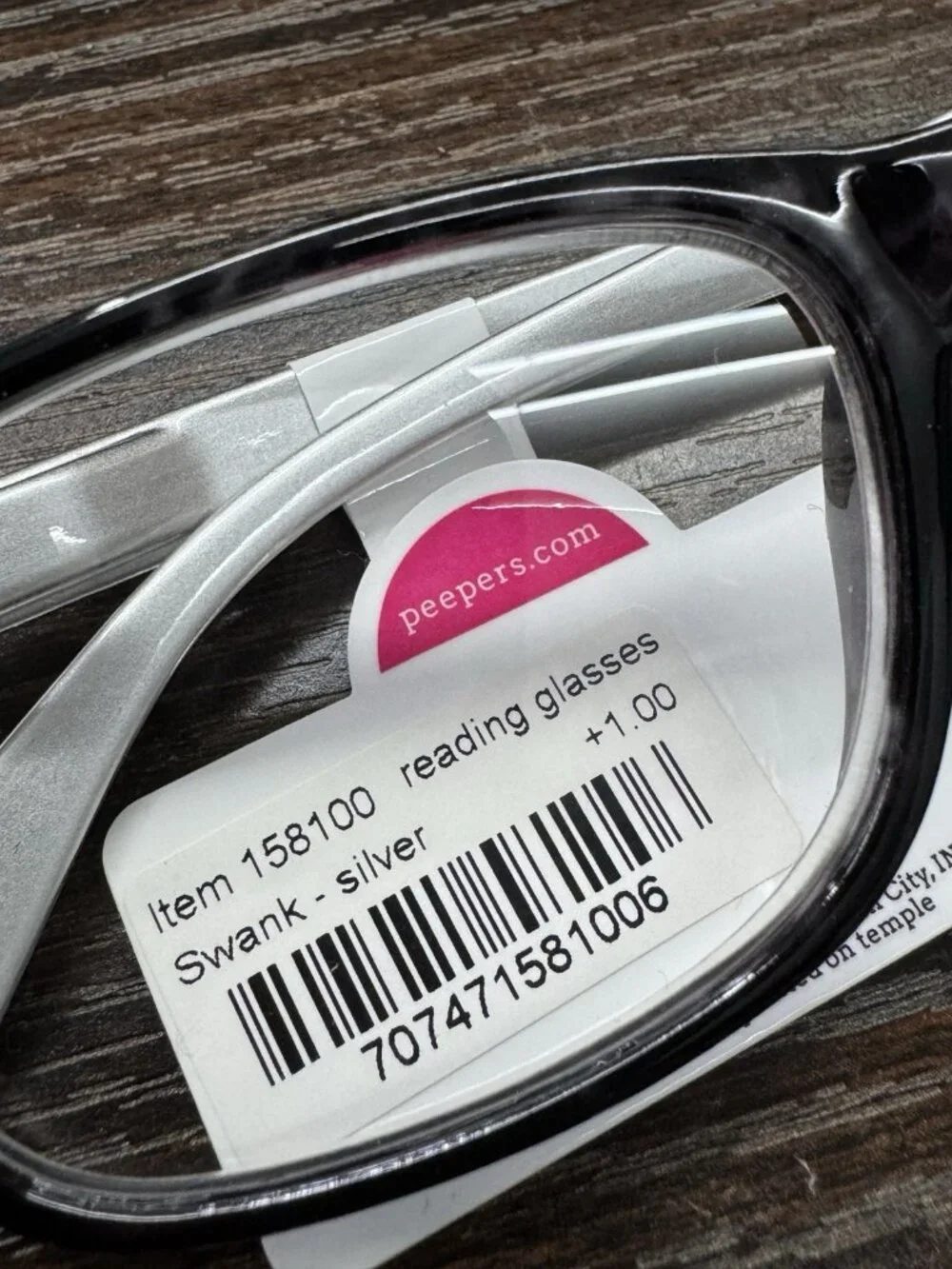 Peepers swank Readers +1.00 in Silver Tortoise Shell w Soft Case reading glasses